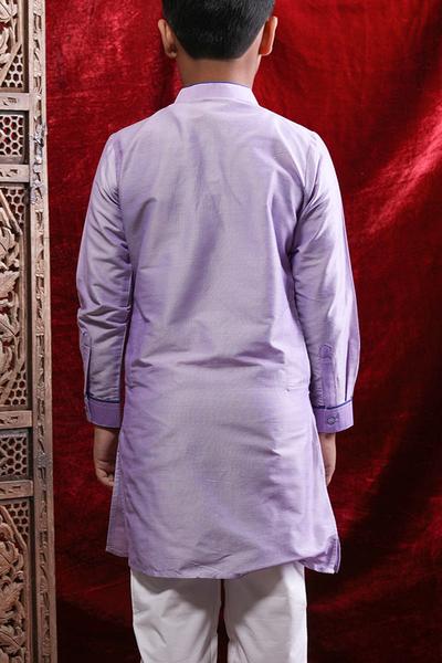 Light Purple Cotton Silk Kurta & Pyjama For Boy