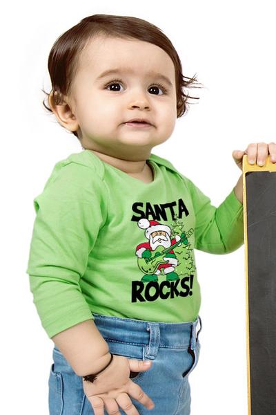 Santa Rocks, Bodysuit For Baby