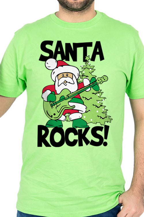 Santa Rocks, Dad And Baby Bodysuit And Tee