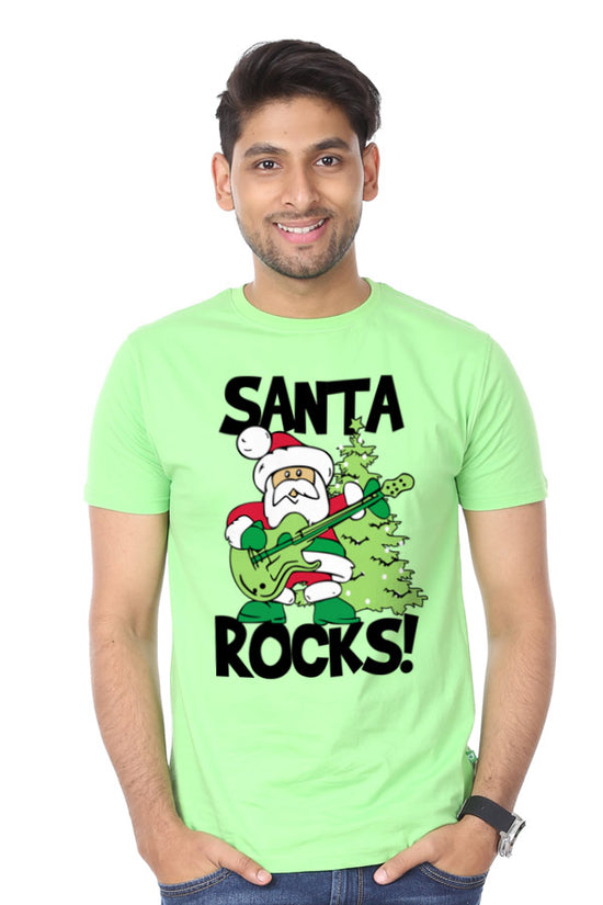 Santa Rocks, Single Tee For Men