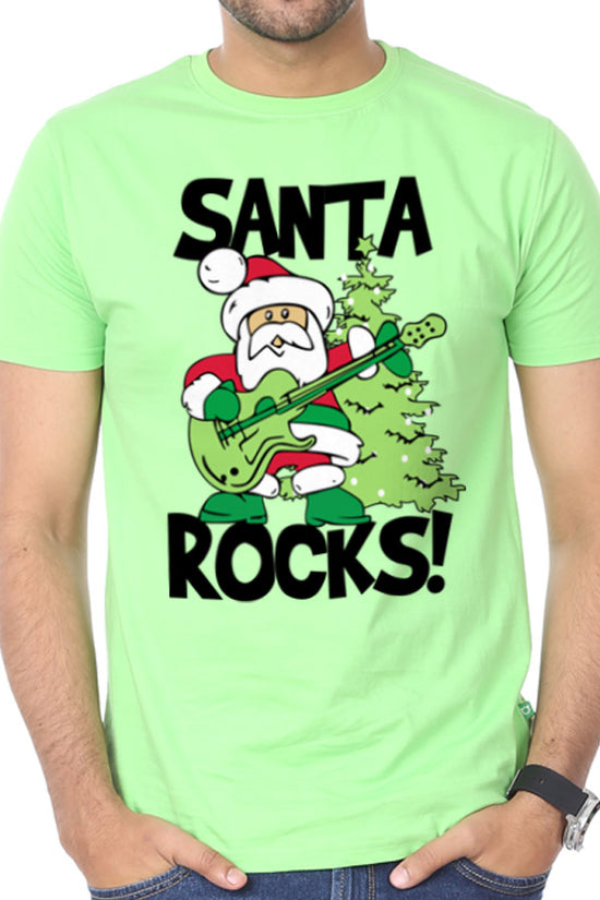 Santa Rocks, Single Tee For Men