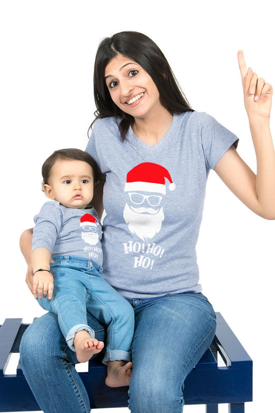 Ho Ho Ho Santa , Mom And Baby Bodysuit And Tees