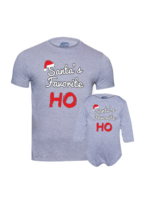 Santa’s Favorite Ho, Dad And Baby Bodysuit And Tee