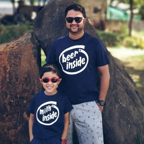Navy Blue Beer Inside Father-Son Tees