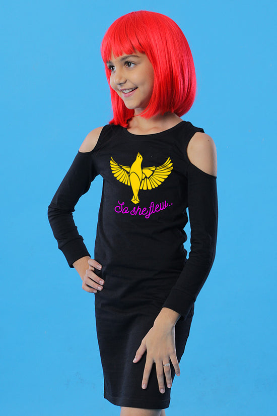 Fly Away Matching Cold Shoulder Dresses For Daughter