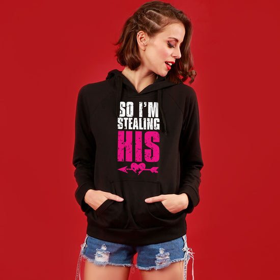 I Stole His/Her Heart, Matching Black Hoodie For Women