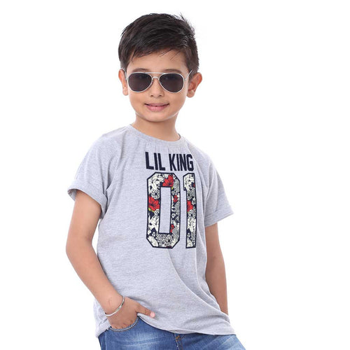Grey Melange King And Lil King Dad And Son Tshirt