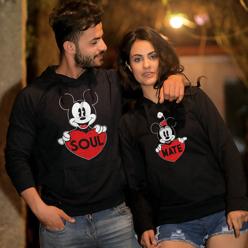 Soul Mate, Disney Black Hoodies For Couples