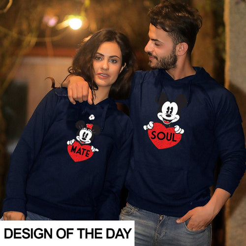 Soul Mate, Disney Matching Navy Blue Hoodies For Couples