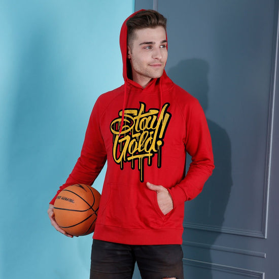 Stay Gold Red Hoodie For Men