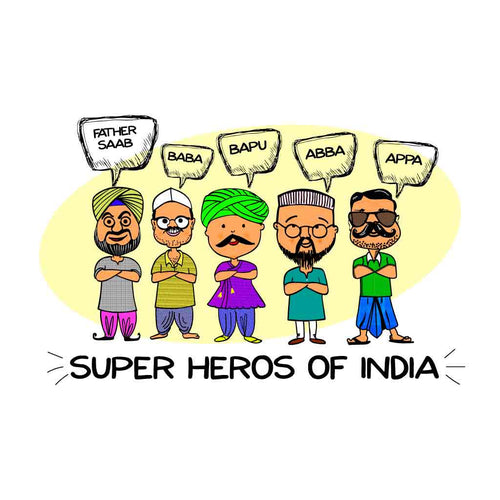 Super Heros Of India Dad & Son Tshirt