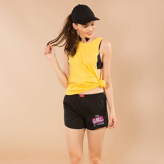 This Girl & Guy Is Taken Here Matching Black Couple Boxers For Women