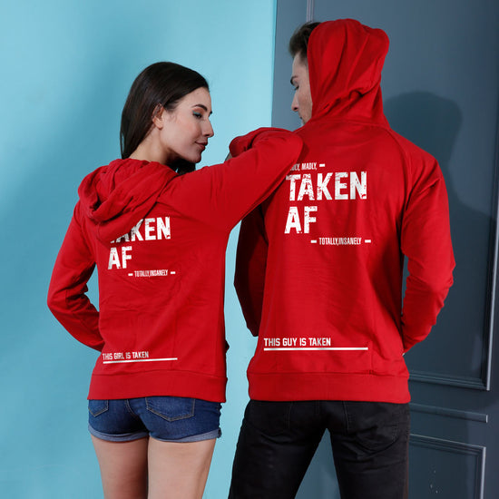 Taken AF, Matching Red Hoodies For Couples