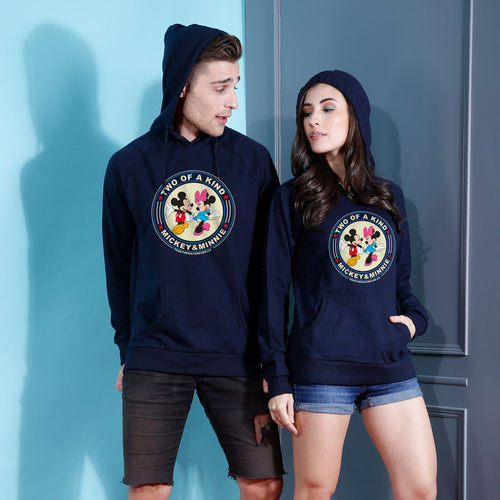 Two Of A Kind, Disney Navy Blue Matching Couple Hoodies