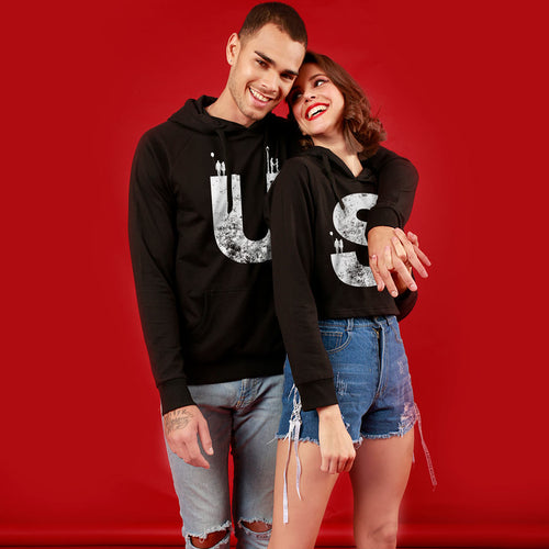 Us (Black) Matching Hoodie For Men And Crop Hoodie For Women