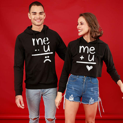 Me And U (Black) Matching Hoodie For Men And Crop Hoodie For Women