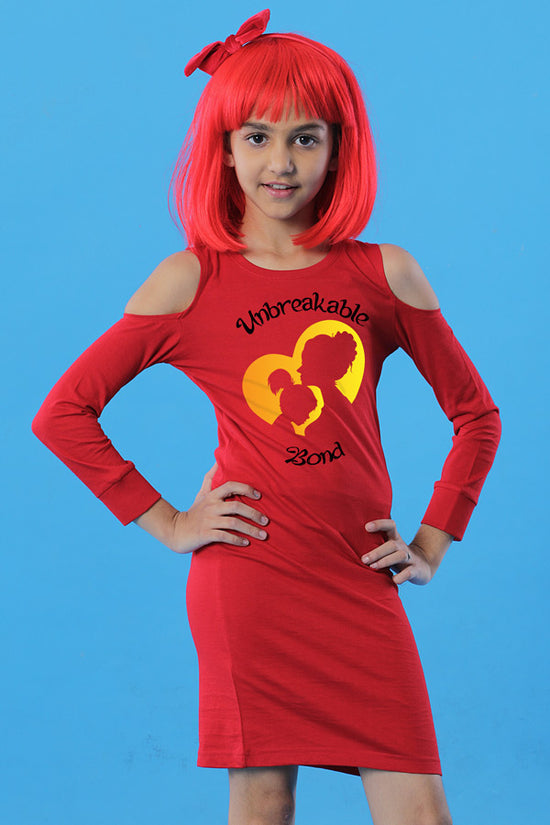 Unbreakable Matching Cold Shoulder Dresses  For Daughter