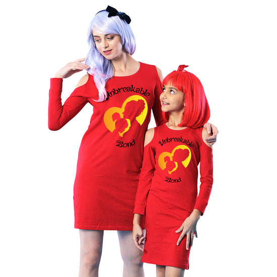 Unbreakable Matching Cold Shoulder Dresses For Mom And Daughter