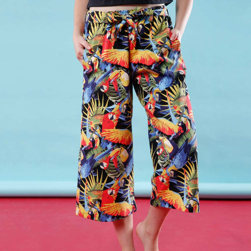 Tropical Parrots, Matching Palazzos For Mom And Daughter