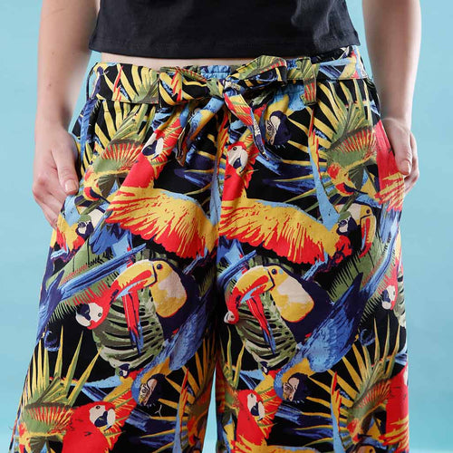 Tropical Parrots, Matching Palazzos For Mom And Daughter