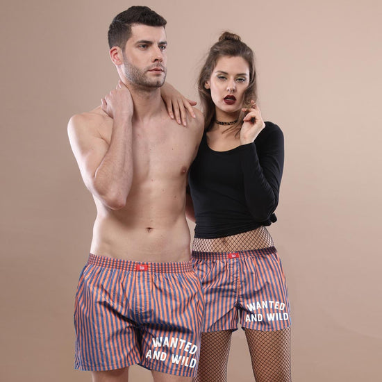 Wanted And Wild, Matching Stripped Couple Boxers