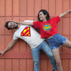 Superman/Wonder Women Matching Couple Crop Top And Tee