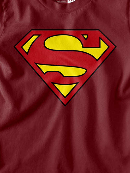 Superman Boys Tshirt Maroon