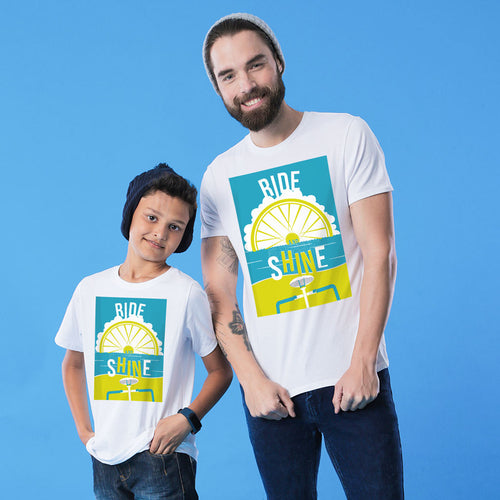 White Ride And Shine Father & Son Tshirt