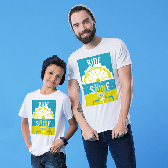 White Ride And Shine Father-Son Tees