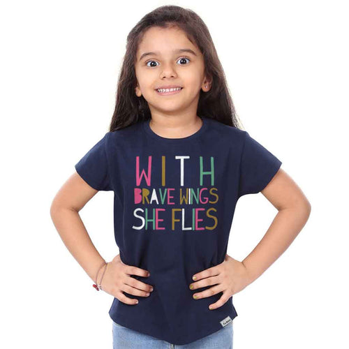 With Brave Wings She Files Kids Tees