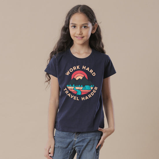 Work Hard-Travel Harder, Matching Travel Tees For Girl