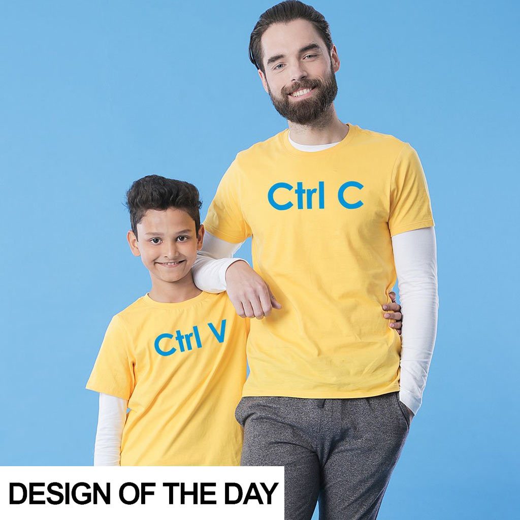 Yellow Ctrl C/Ctrl V Father-son Tees