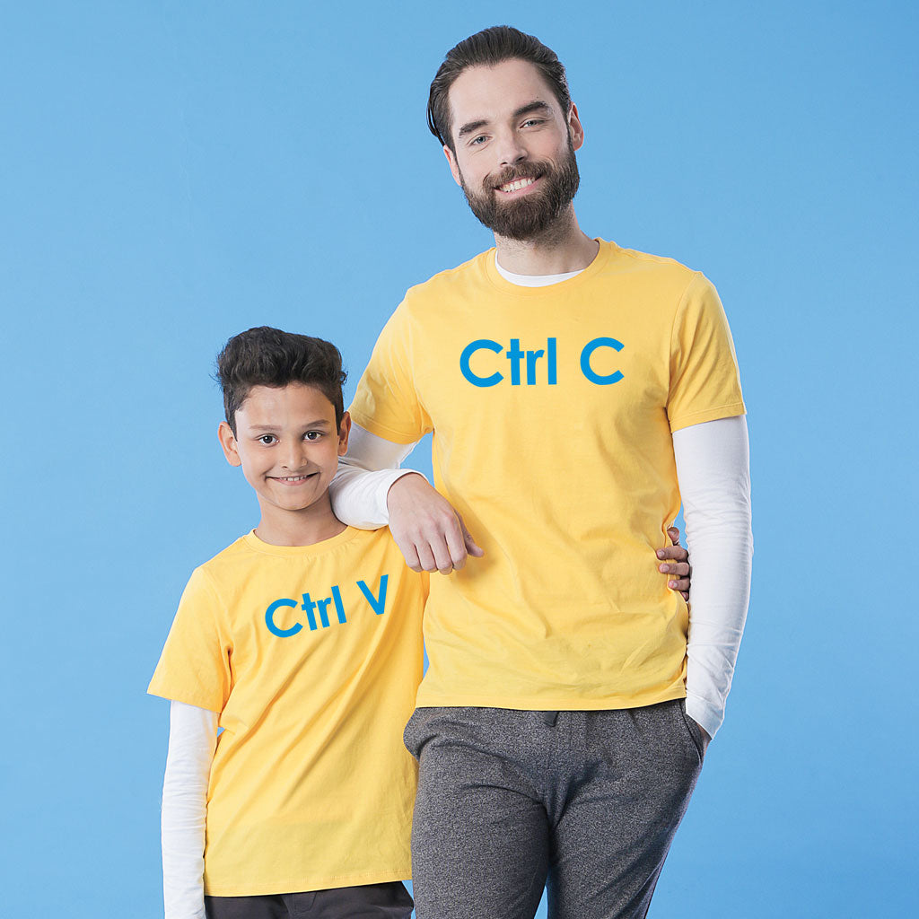 Yellow Ctrl C/Ctrl V Father-son Tees - Main Image