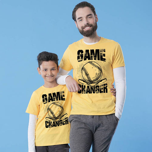 Yellow Game Changer Dad And Son Tshirt