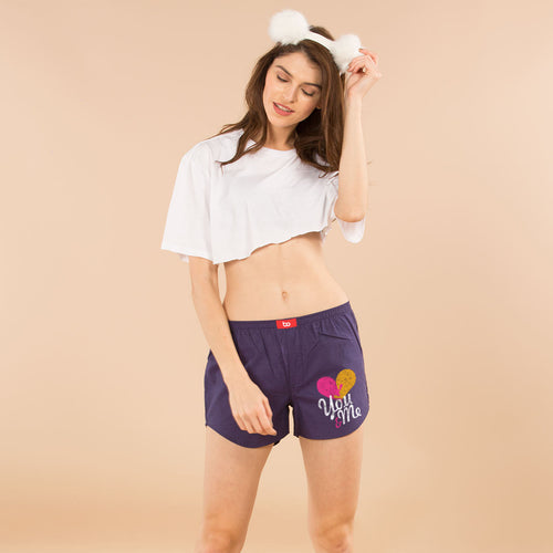 You & Me Matching Purple Couple Boxers For Women