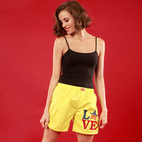 American Love, Matching Yellow Couple Boxers For Women