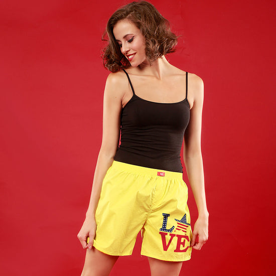 American Love, Matching Yellow Couple Boxers For Women