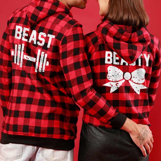 Beauty And The Beast (Woven Pattern), Matching Hoodie For Men And Crop Hoodie For Women