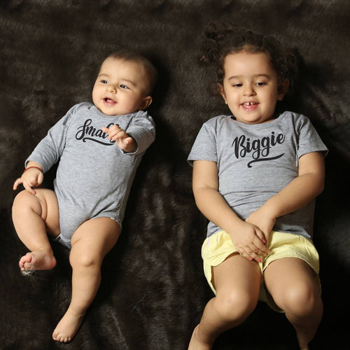 Smalls/Biggie, Matching Bodysuit And Tee For Brother And Sister