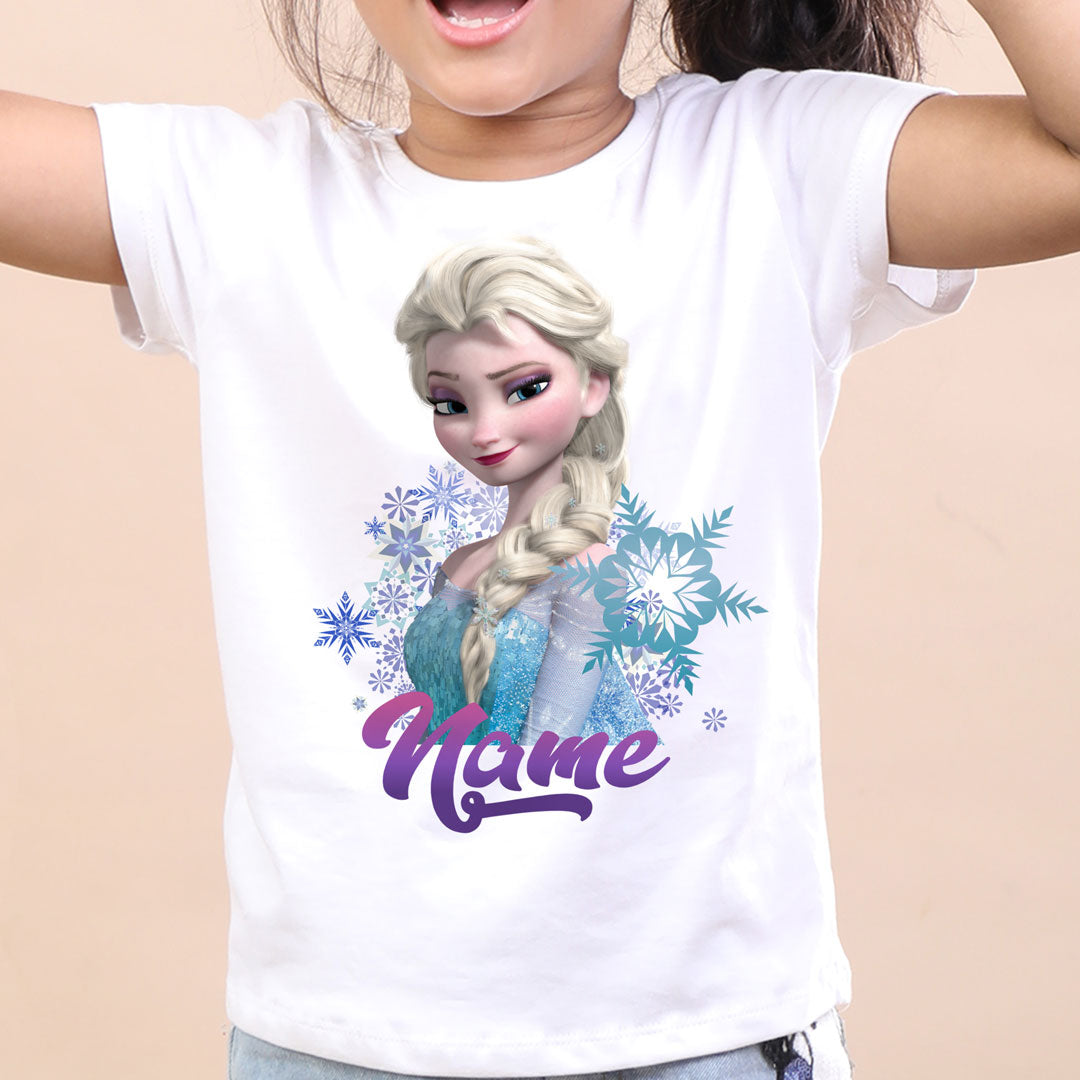 Elsa in Snowflakes, Customized Frozen Tee Girl