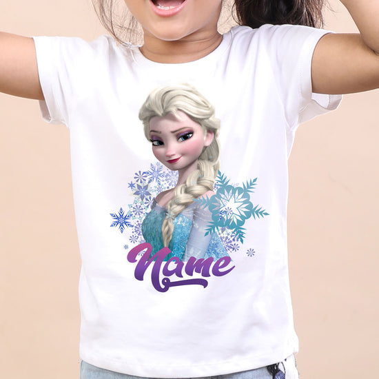 Elsa in Snowflakes, Customized Frozen Tee For Birthday Girl