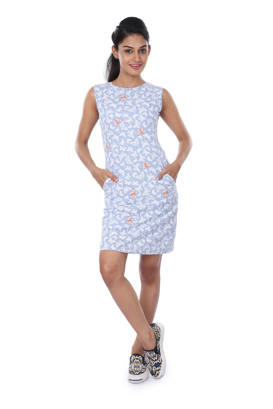 Light Blue Butterfly Print Summer Outfits