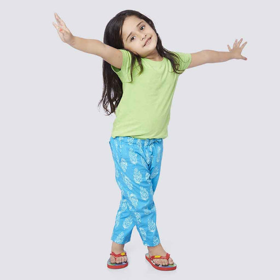 Sea Blue feather print pyjamas