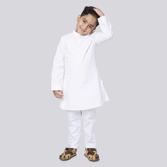 Snowy White kurta pyjama set with for father son