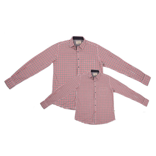 Casual Shirt - Father-Son Red/Black Checks Full Sleeve Shirt