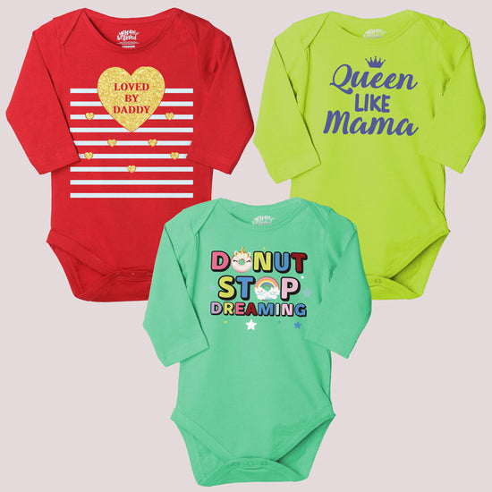 Donut Stop Dreaming Set Of 3 Assorted Bodysuits For The Baby