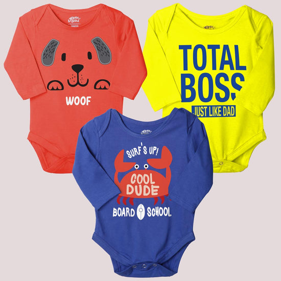Total Boss Set Of 3 Assorted Bodysuits For The Baby
