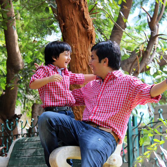 Just Like Dad Red Full Sleeved Shirt, Son's Shirt