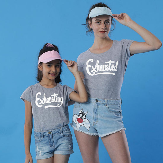 Exhausted, Matching Tees For Mom And Daughter