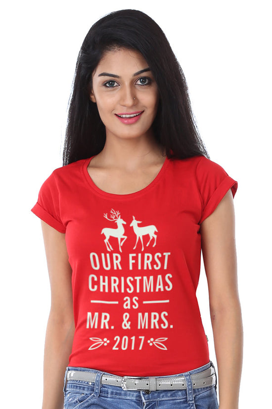 First Christmas Post Marriage, Couple Tees for women